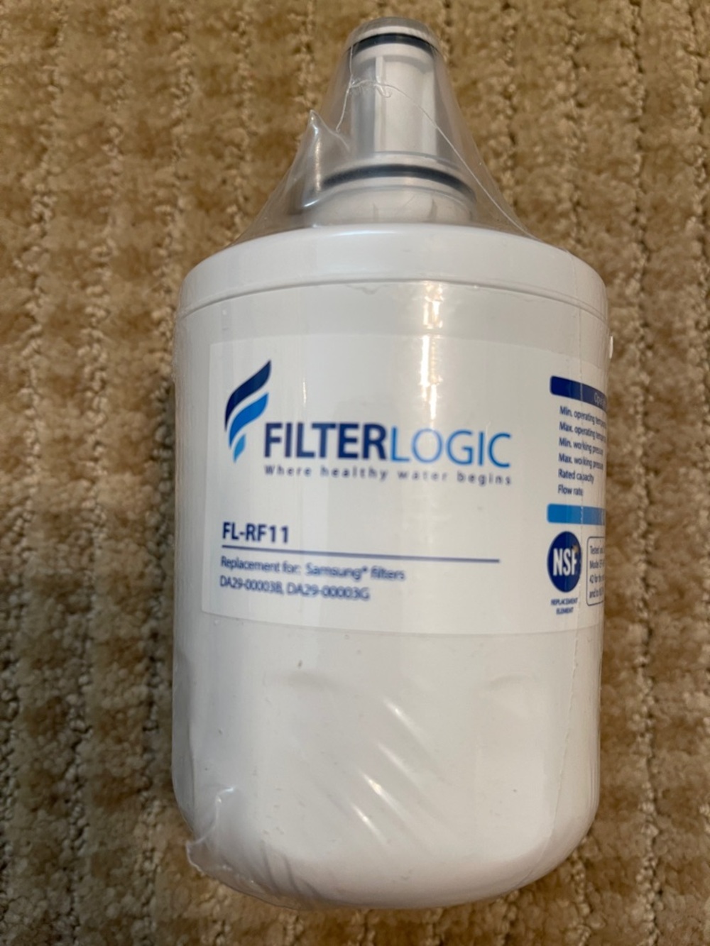 NEW 4 Filterlogic FL-RF11 White Refrigerator Water Filter Pack
